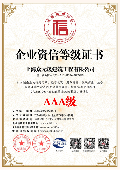 企业资信等级证书